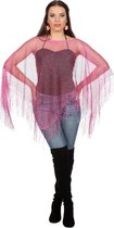 Jaren 80 & 90 Kostuum | Poncho Visnet Roze Vrouw | One Size | Carnavalskleding | Verkleedkleding
