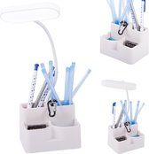 Soroh® - Pot à crayons avec 24 LED - Porte-stylo - LED rechargeables 24 heures - Organiseur de bureau - 3 couleurs - organisateur de bureau - pot à crayons - accessoires de bureau - plateau de rangement - blanc