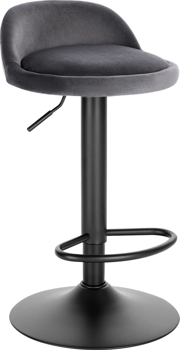 Bolt Edge Barkruk - Grijs - Velvet - Ergonomisch - Verstelbaar - Industrial stijl - Set van 1