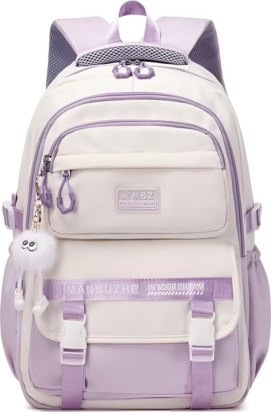 WoYoW® - Schooltas Meisjes Jongens 7-12 Jaar - Ruime Rugzak - Duurzaam Nylon - Basisschool Rugzak - Schoudertas Voor Kinderen - Paars