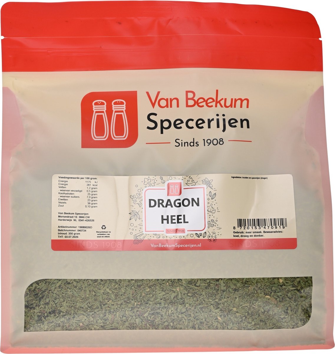 Goedkoopste Van Beekum Specerijen - Dragon Heel - 350 gram (hersluitbare stazak