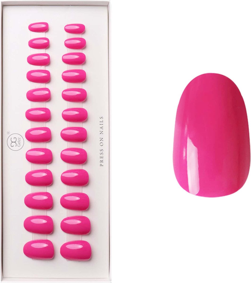 Gelzz Soft Gel Press On Hot Pink (35) -Medium Round -Dekkende kleur -
