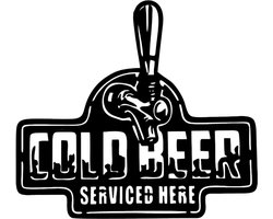 Cold beer serviced here - Wanddecoratie - Mancave - Bier - Decoratie - Houten wanddecoratie - Bar decoratie - Hout - Bar accessoires - Wand decoratie - 65x59cm - Mannen cadeau