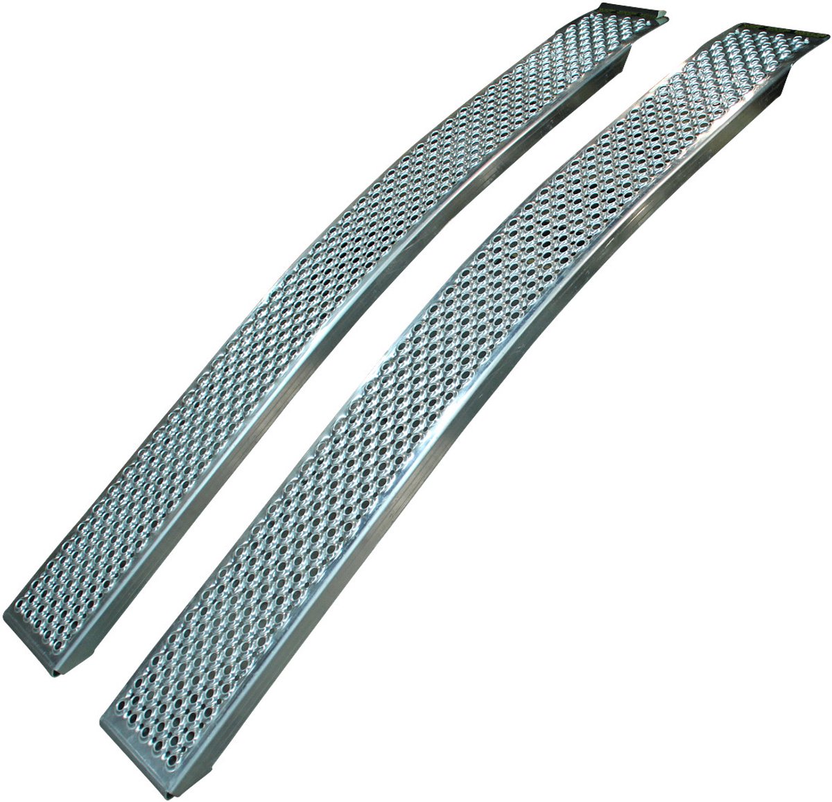 Set oprijplaten gebogen aluminium 2500 x 260 - Oprijplaten 2 stuks - Voor aanhangers - Draagvermogen zie beschrijving - Novio
