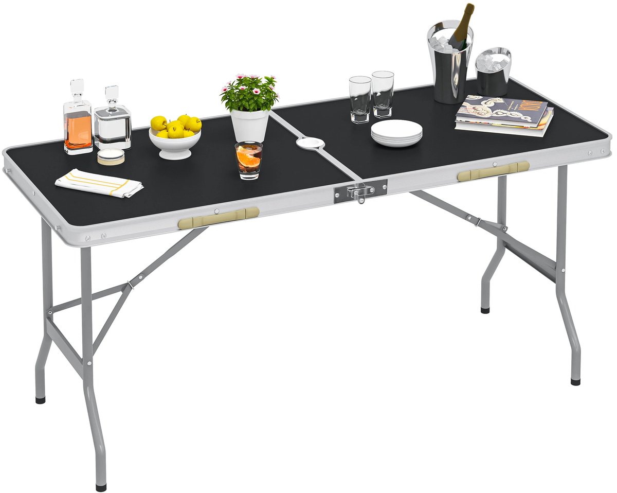 Klaptafel - Opvouwbare Tuintafel - Inklapbare Tafel - Vouwtafel - Buitenkamperen - Rechthoek - Metaal.