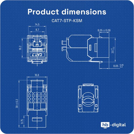 FGB 10 Gbps 2x CAT 7 Keystone Jack Module met 1x 2-poorts DIN-railadapter - LSA zonder gereedschap - metalen STP-afscherming RJ45-bus snap-in montage voor 35 mm DIN-rails - Ethernet LAN-netwerkswitch