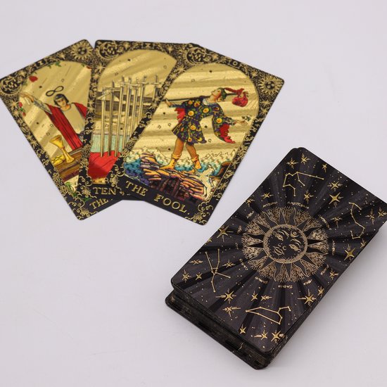 Jeu de cartes de Tarot en feuille d'or Set Boek - Que la magie commence - Cartes de Tarot - Jeu de Tarot - Cartes Oracle - Cartes de Tarot - Jeu Oracle - Cartes de Tarot en anglais avec explication