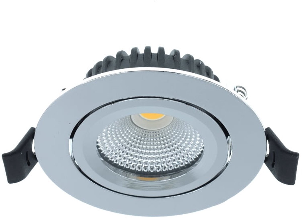 LED inbouwspot - chroom - 5W - 465 lumen - warm wit 2700K - IP44 geschikt voor vochtige ruimtes