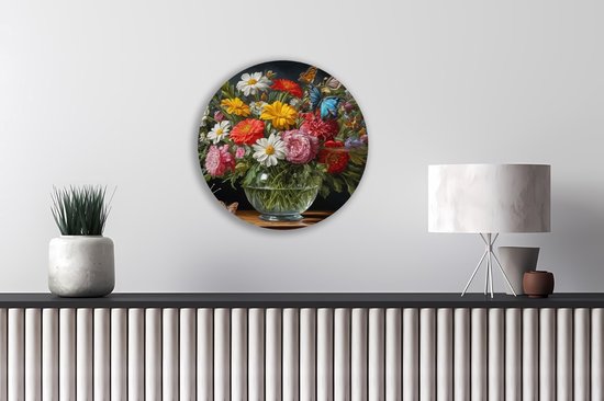 Saammp Forex Wall Circle - Vase avec fleurs - Coloré - Nature - Ø 40 - Cercle mural - Cercle de Décoration murale - Décoration murale Salon - Décoration de bureau
