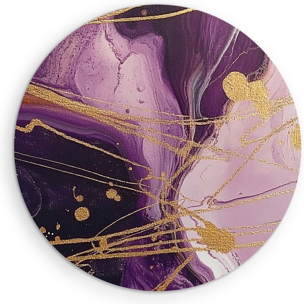 Saammp Forex Muurcirkel - Paars marmer - Abstract kunstwerk - Ø 70 - Wandcirkel - Wanddecoratie Cirkel - Muurdecoratie Woonkamer - Slaapkamer decoratie - Rond Schilderij
