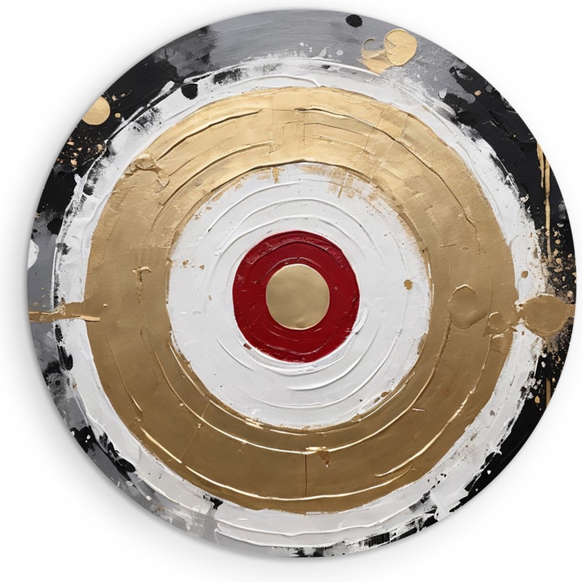 Saammp Muurcirkel Hout - Abstract - Goud - Zwart -Wit - Vormen - Ø 60 - Wandcirkel - Wanddecoratie Cirkel - muurdecoratie Woonkamer - Slaapkamer decoratie - Rond Schilderij