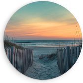 Saammp Forex Muurcirkel - Pad naar strand en zee - Duinen - Ø 90 - Wandcirkel - Wanddecoratie Cirkel - muurdecoratie Woonkamer - Slaapkamer decoratie - Rond Schilderij