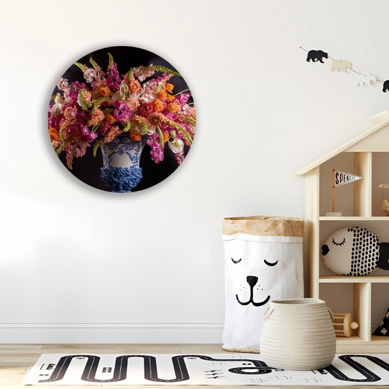 Cercle mural Saammp en bois - Fleurs abstraites dans un vase - Nature - Ø 50 - Cercle mural - Décoration murale Cercle - Décoration murale Salon - Décoration de bureau