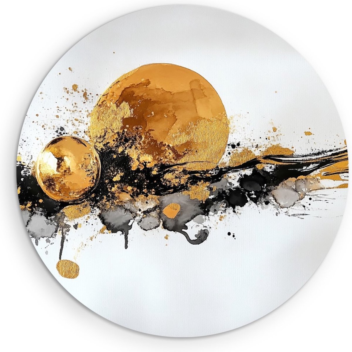 Saammp Muurcirkel Hout - Goud - rond - Abstract kunstwerk - Ø 40 - Wandcirkel - Wanddecoratie Cirkel - Muurdecoratie Woonkamer - Slaapkamer decoratie - Rond Schilderij