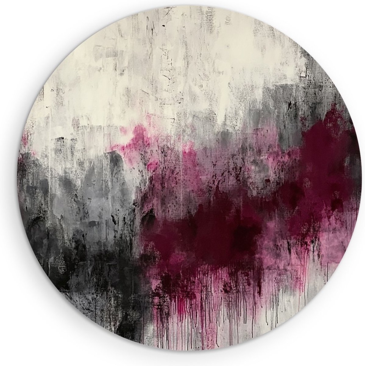 Saammp Muurcirkel Hout - Paars zwart minimalistisch - Abstract kunstwerk - Ø 60 - Wandcirkel - Wanddecoratie Cirkel - Muurdecoratie Woonkamer - Slaapkamer decoratie - Rond Schilderij
