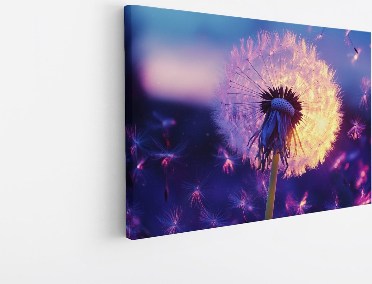 Saammp Canvas Schilderij - Kleurrijke Paardebloem - Natuur - Bloemen - 120x80 - Foto op canvas - Wanddecoratie - Muurdecoratie Woonkamer - Woonkamer Decoratie Multicolor