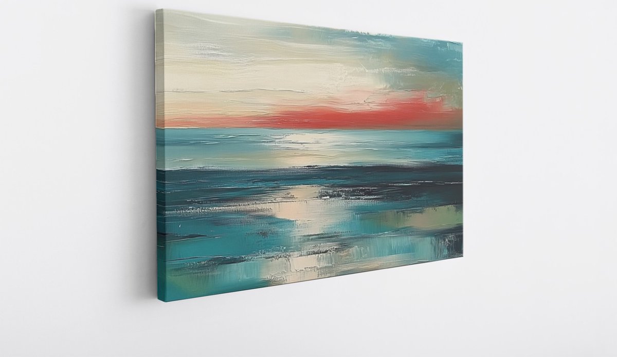 Saammp Canvas Schilderij - Landschap - turqoise - Abstract - 40x30 - Foto op canvas - Wanddecoratie - Muurdecoratie Woonkamer - Kantoor Decoratie Multicolor