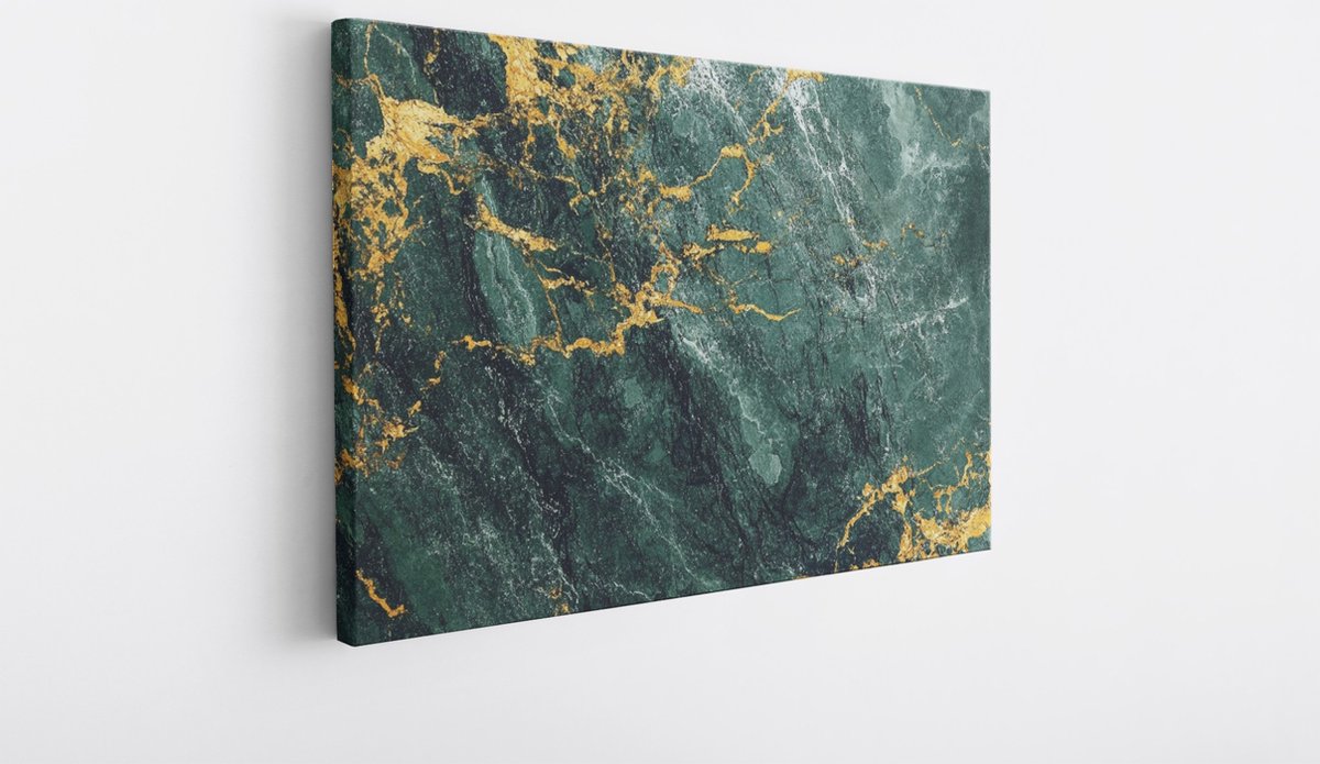 Saammp Canvas Schilderij - Goud groene marmer - Abstract - 40x30 - Foto op canvas - Wanddecoratie - Muurdecoratie Woonkamer - Kantoor Decoratie Multicolor
