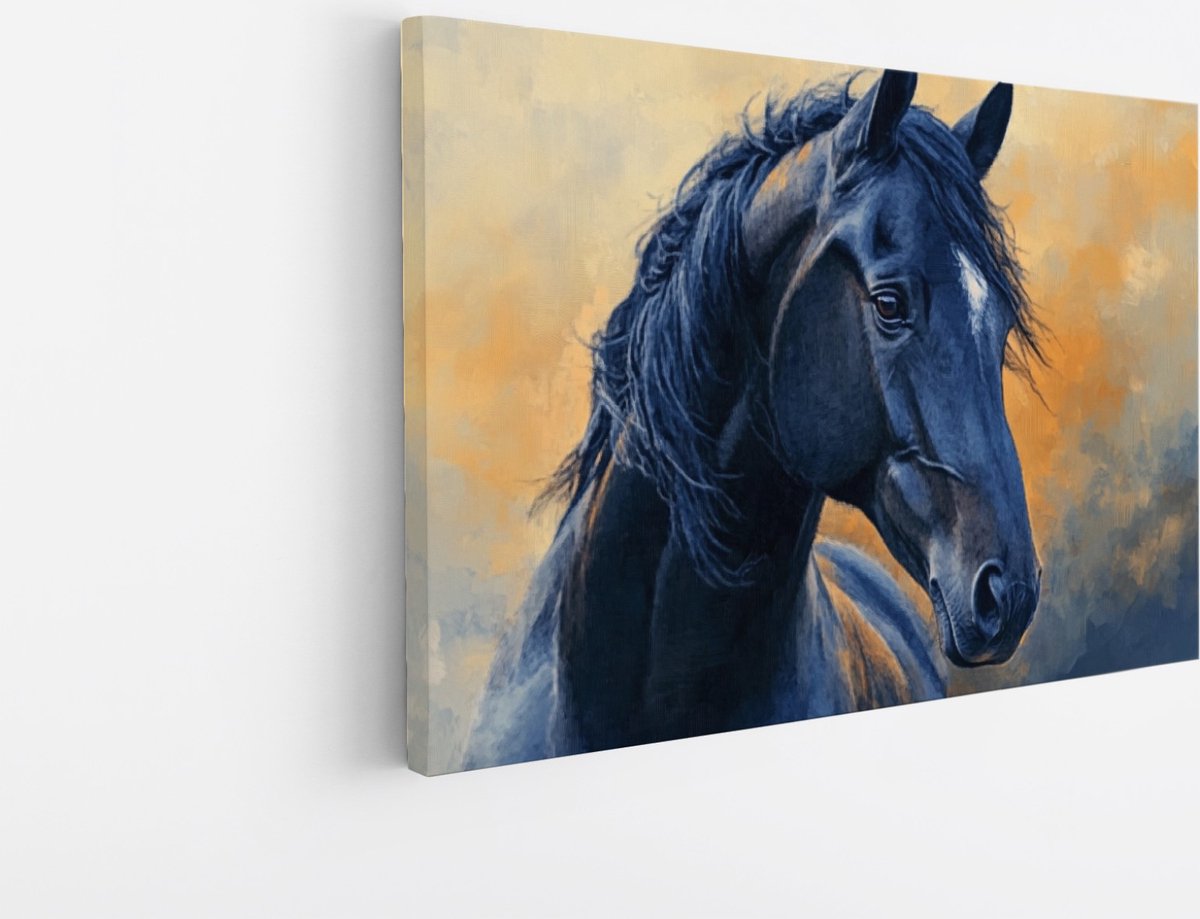 Saammp Canvas Schilderij - Kleurrijk - Abstract - Paard - Kunst - Dieren - Natuur - 50x40 - Foto op canvas - Wanddecoratie - muurdecoratie Woonkamer - Slaapkamer decoratie - Canvas Print Multicolor