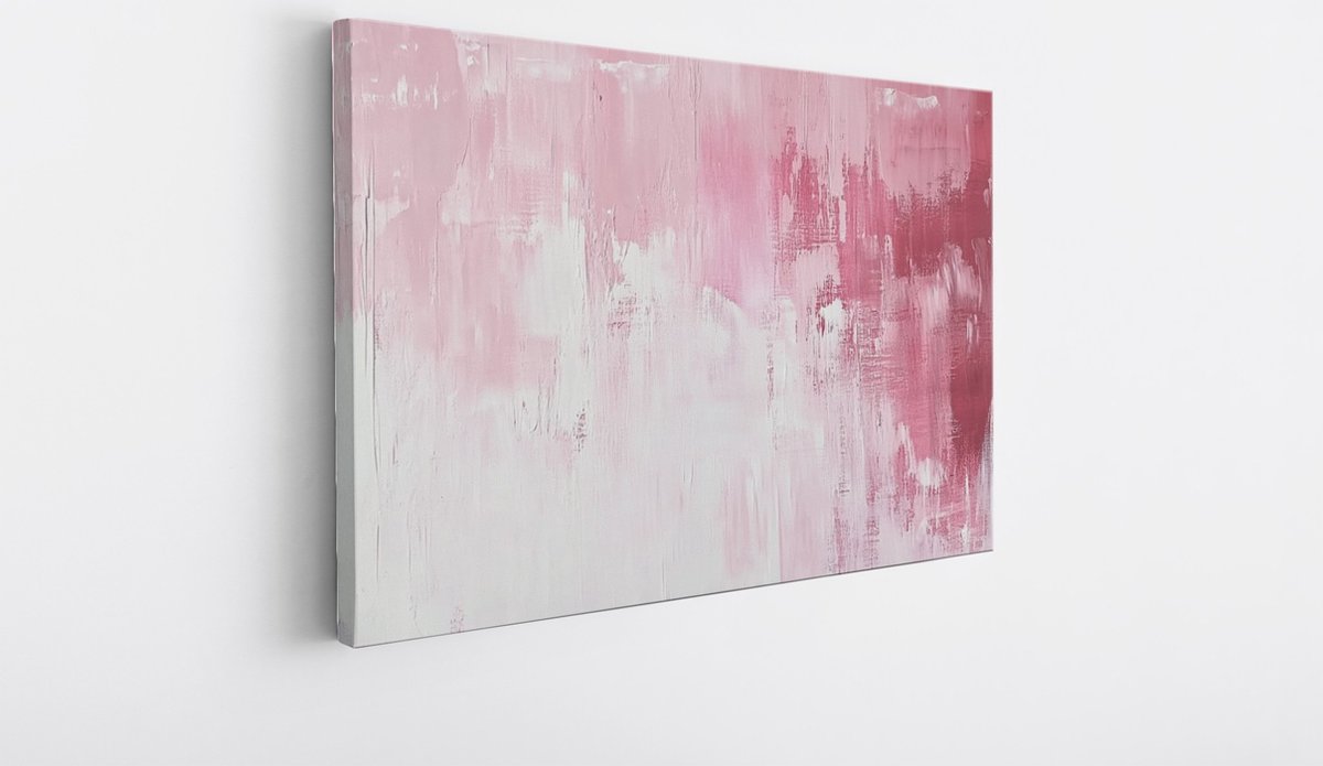 Saammp Canvas Schilderij - Roze minimalistisch - Abstract - 50x40 - Foto op canvas - Wanddecoratie - Muurdecoratie Woonkamer - Slaapkamer decoratie - Canvas Print Multicolor