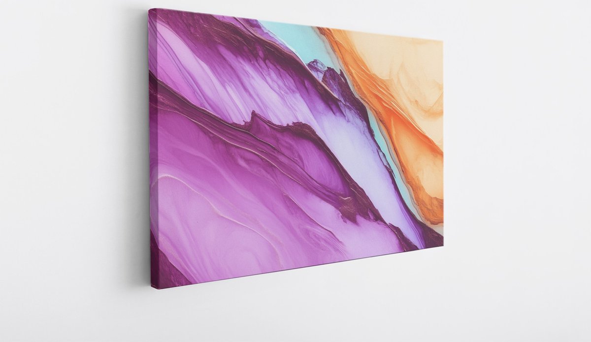 Saammp Canvas Schilderij - Paars oranje - Abstract kunstwerk - 100x75 - Foto op canvas - Wanddecoratie - Muurdecoratie Woonkamer - Slaapkamer decoratie - Canvas Print Multicolor