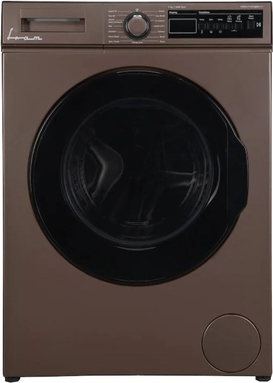 Fram FWM-V714T2BRD+++ Wasmachine - 7 KG - Retro Design - 15 Wasprogramma's - LED Display - Anti-kreukfunctie - Uitgestelde Start - 1400 tpm - 5 Jaar Garantie - Bruin
