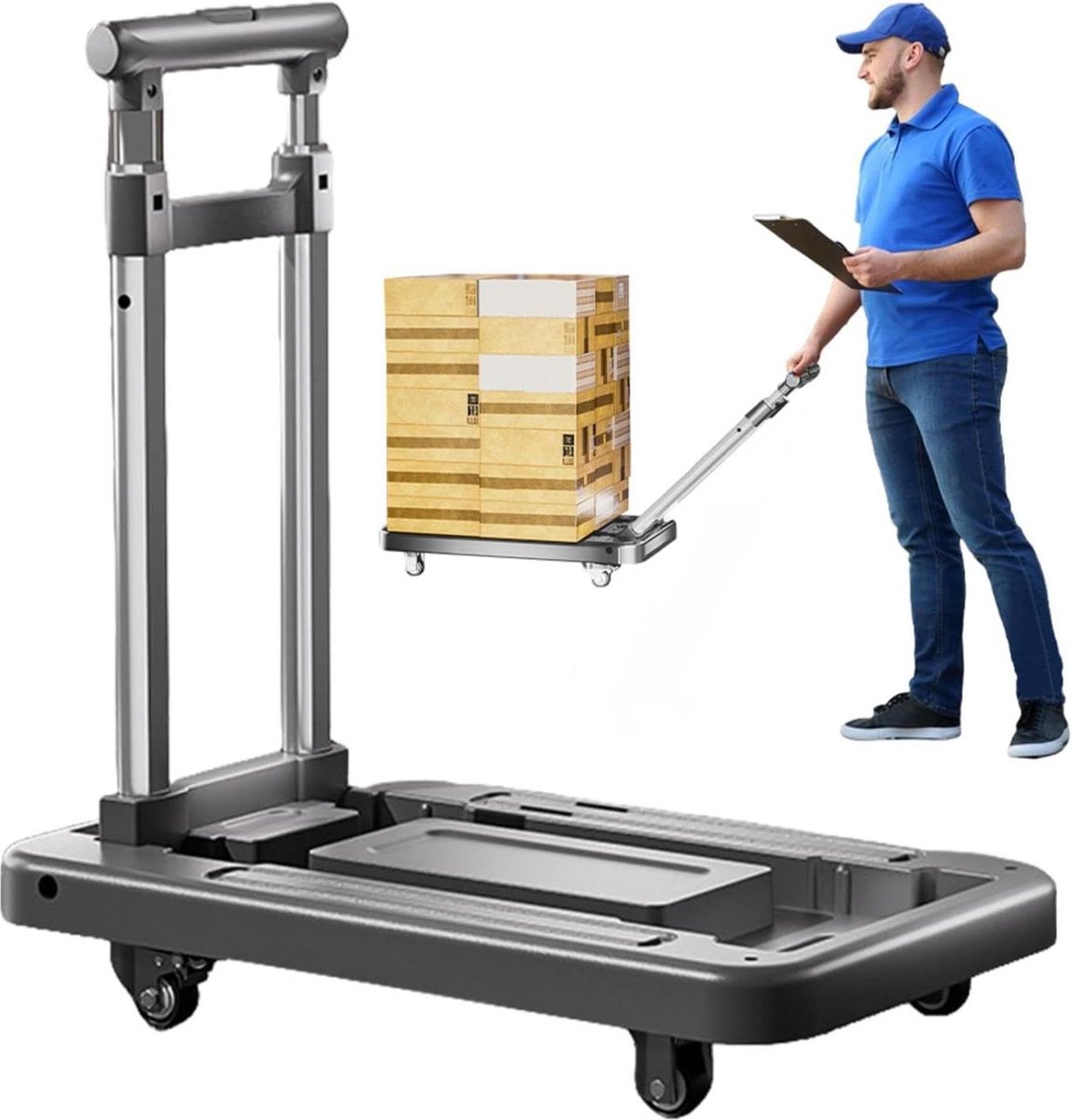 Compacte multifunctionele opvouwbare trolleywagen - verstelbare handgreep - luchthavenbagage .