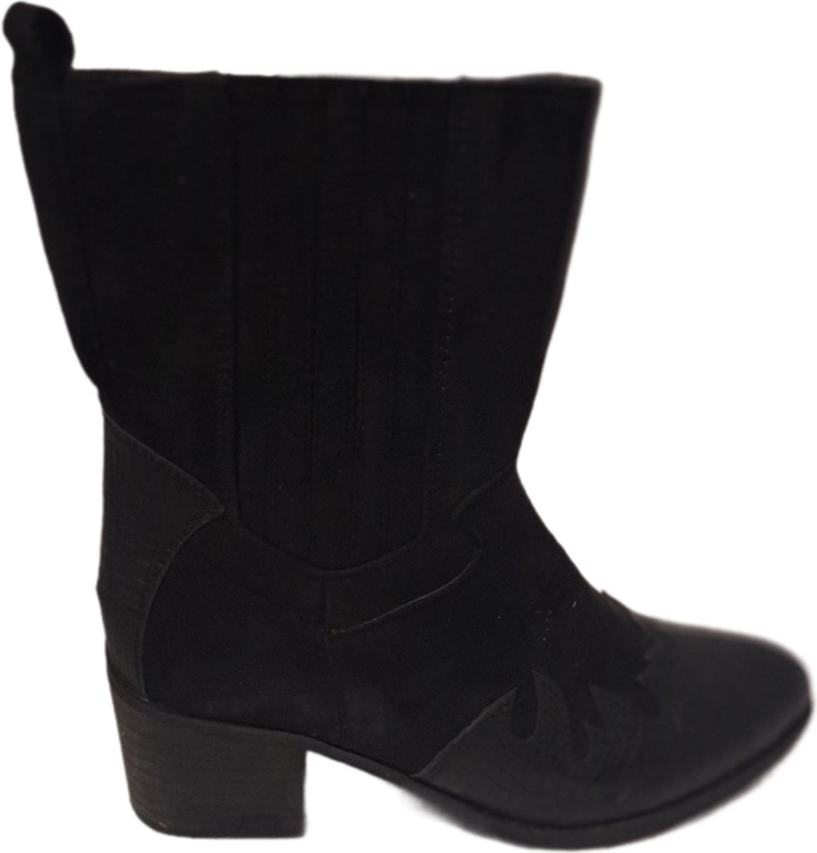 Super Me -COW BOOTS-BLACK-SUEDELOOK- HAK