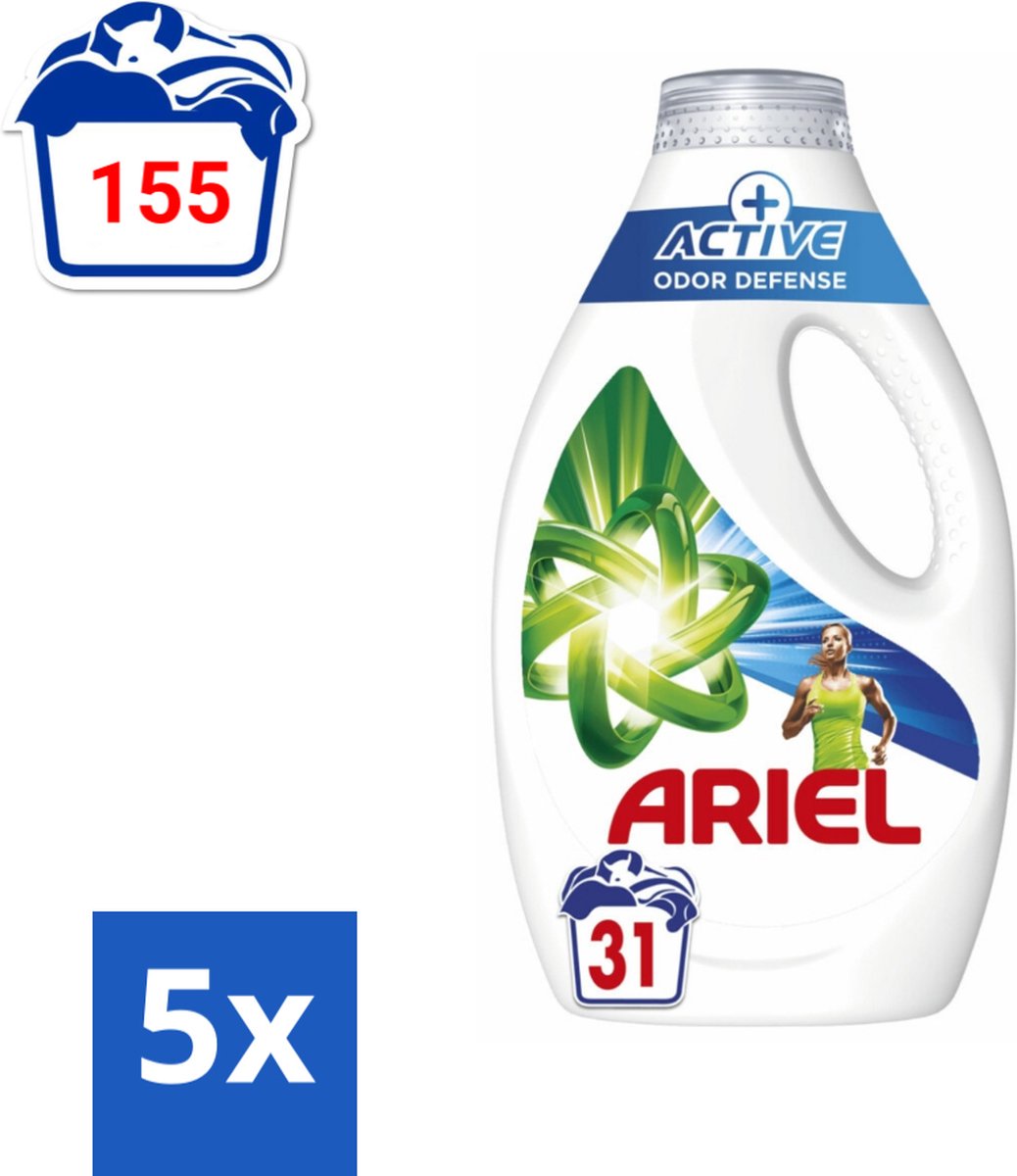 5 x Ariel Original - Actieve Geurbestrijding - Vloeibaar Wasmiddel - Witte en Gekleurde Was - 31 Wasbeurten - Voordeelverpakking - 5 stuks