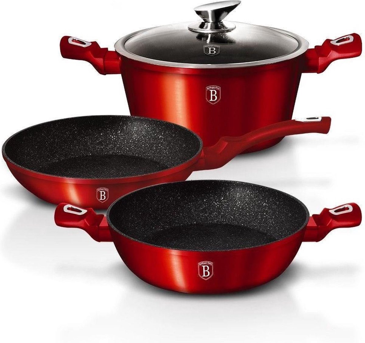 Pannenset Berlinger Haus - 4 delig – pannensets – Pannen - Pannenset inductie – Pannenset Gas – Mettalic Line  BH/1292N - Koekenpan