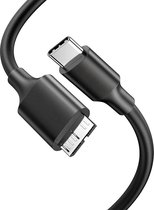 Qost - USB-C naar Micro USB-B kabel - Harde Schijf Kabel - Micro B 3.0/5Gbps - USB HDD kabel - Zwart - 0.5 meter