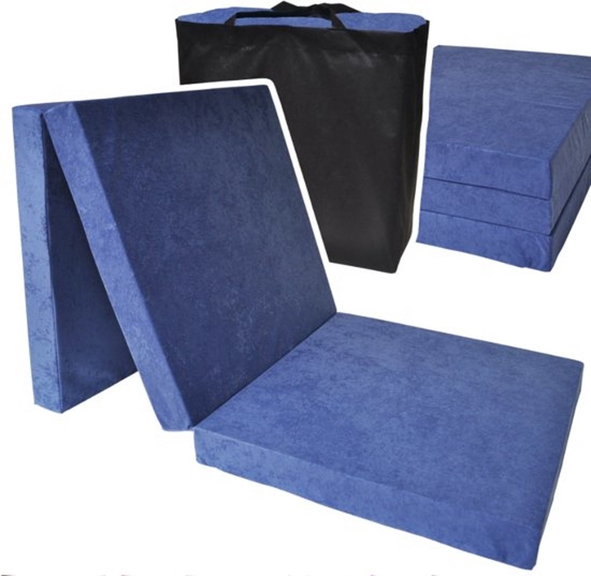 Logeermatras Extra Dik Navy Blauw - Opvouwbaar Camping Matras 195x70x15 cm met Draagtas