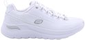 Witte damessneaker met veters, Arch Fit-logo en sportieve zool, zijaanzicht.