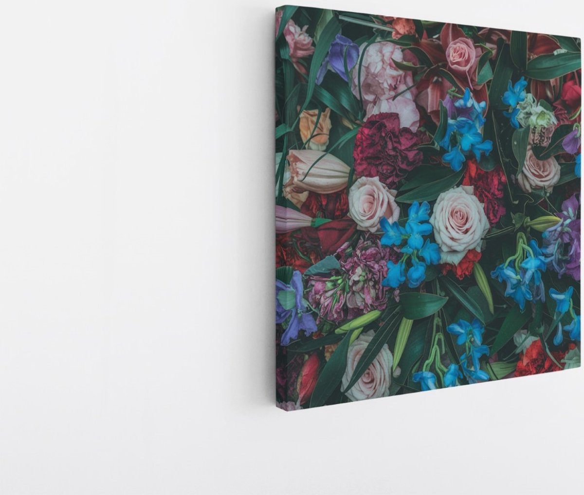 Saammp Canvas Schilderij - boeket - Kleurrijke Bloemen - Abstract - 100x100 - Foto op canvas - Wanddecoratie - Muurdecoratie Woonkamer - Kantoor Decoratie Multicolor