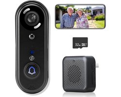 Equivera Video Deurbel met Camera - Video Deurbel met Camera - Video Deurbel - Draadloze Video Deurbel - Weerbestendige Video Deurbel - Nachtzicht - Personenherkenning - Bewegingssensor - Buitenbeveiliging