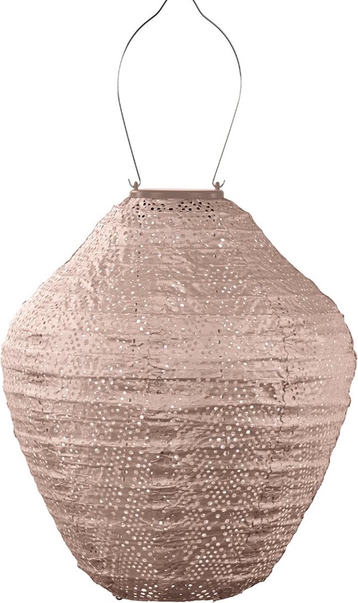 Lumiz Solar Buitenlamp - Buitenverlichting - Lampion - Solar Tuinverlichting - Ikat Jar - 30 cm - Roze
