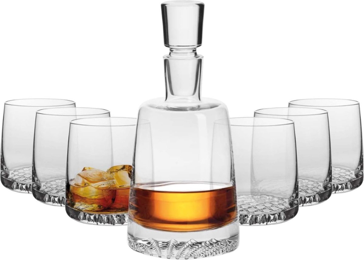 Karafset Voor Whisky Glazen 1 x 950 ml Kristallen Karaf & 6 x 300 ml Glazen Fjord Collectie Perfect Voor Thuis Restaurants en Feesten Perfect Cadeau Voor Een Kenner