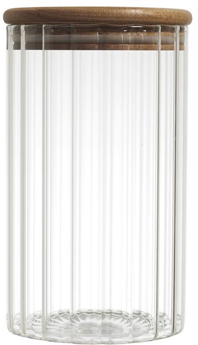 Glazen Voorraadpot met Acaciahouten Deksel Lines – 70 cl – Luchtdicht