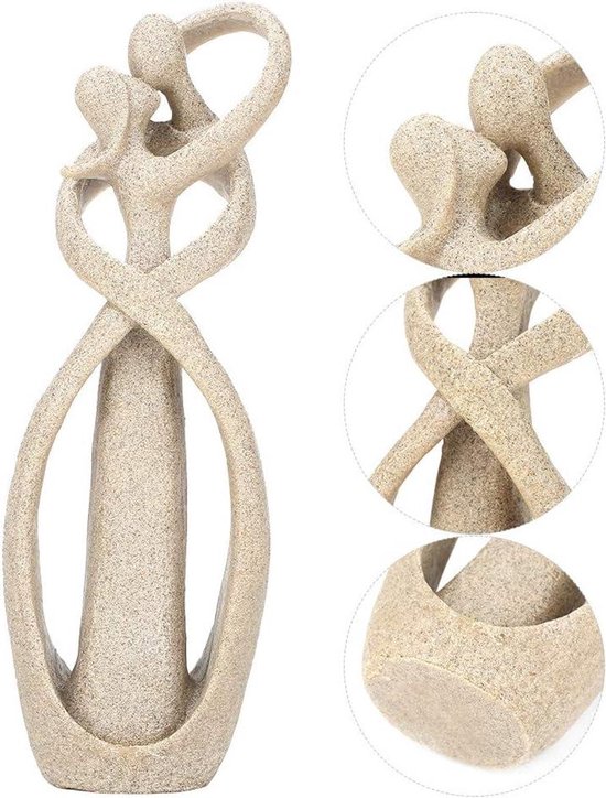 Sculptuur In De Maneschijn - Liefde Beeld - 9x27x29 Cm - Brons Zilver Goud Polyresin