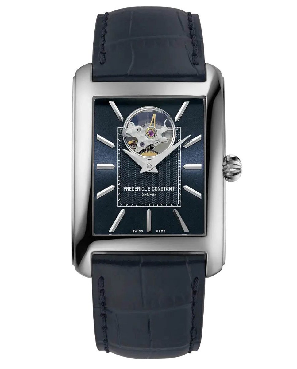 Frédérique Constant Carree Heart Beat FC-311N4C6 Horloge - Leer - Blauw - Ø 32 mm