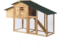 Poulailler en bois avec clôture - 4 poules - L173 x P64 x H108 cm - Naturel - LEVAS L 173 cm x H 108,4 cm x P 63,8 cm