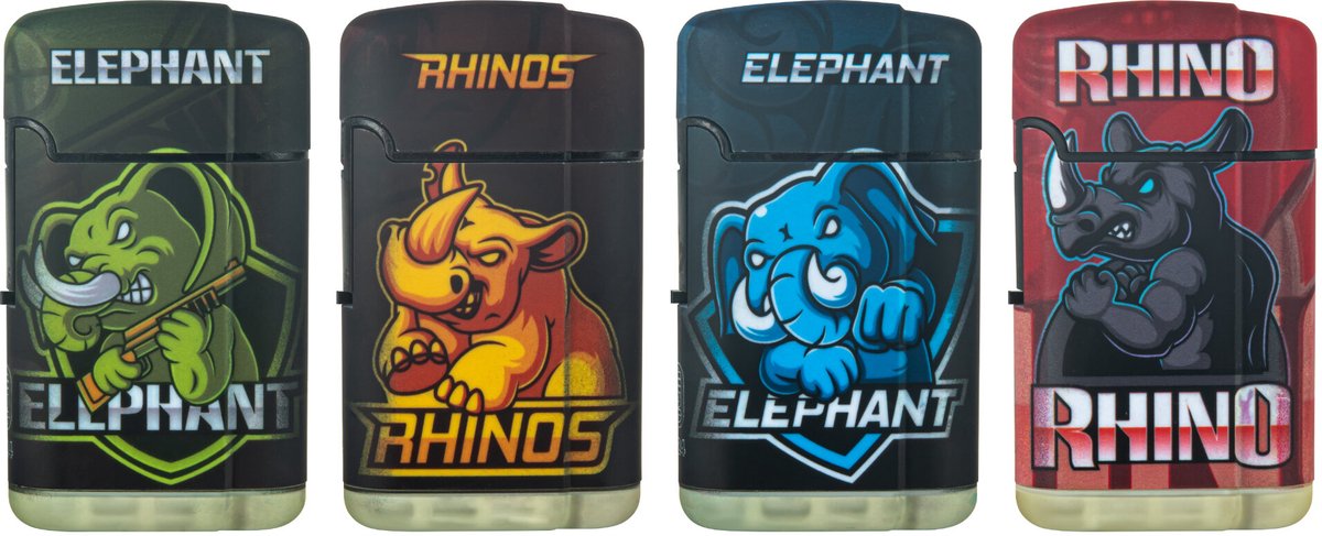 Turboaanstekers - 4 stuks - Elephant - Jet flame lighter - windaansteker - navulbaar- verstelbaar vlam