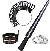 MMOBIEL Ringmaatmeter – Ring Sizer Measuring Tool - Ringmaat Meetgereedschap – Vinger Ring Maat voor Sieraden Meten – Diameters / US, EU & FR Maatstandaarden – Incl. Meetringen & Ringmaatbanden