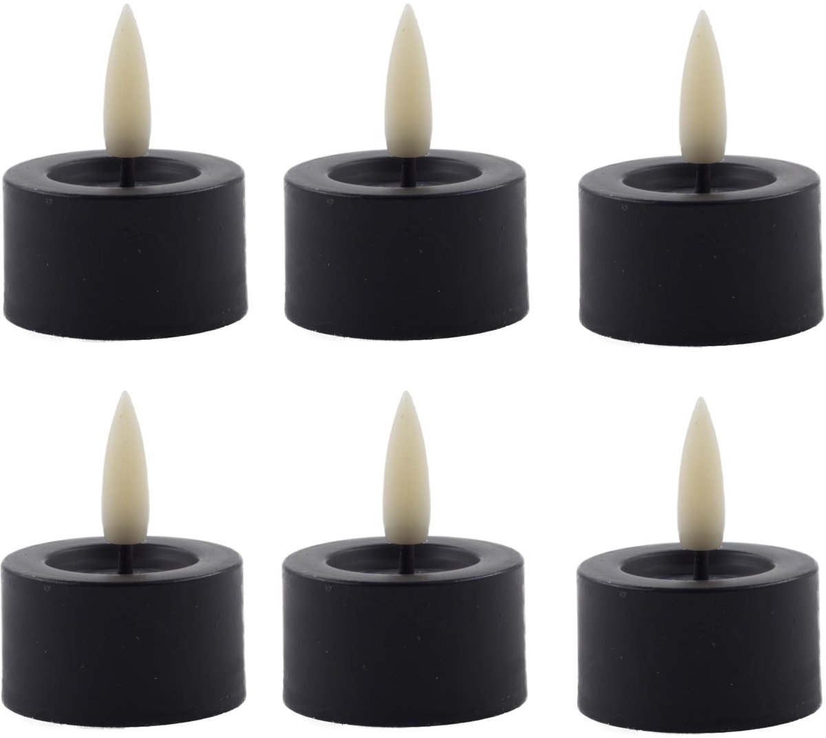 Mansion atmosphere led waxinelichtjes zwart - 6 stuks