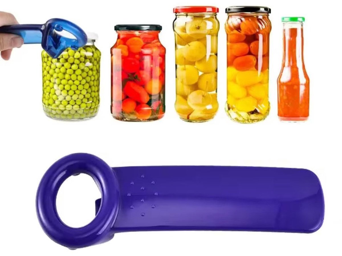 Actie4you® - Potopener - Dekselopener – Flesopener - Handig Voor Ouderen en Kinderen - Paars