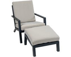 Loungestoel Bezano | Off White/Matt Black | Aluminium | Incl. hocker
