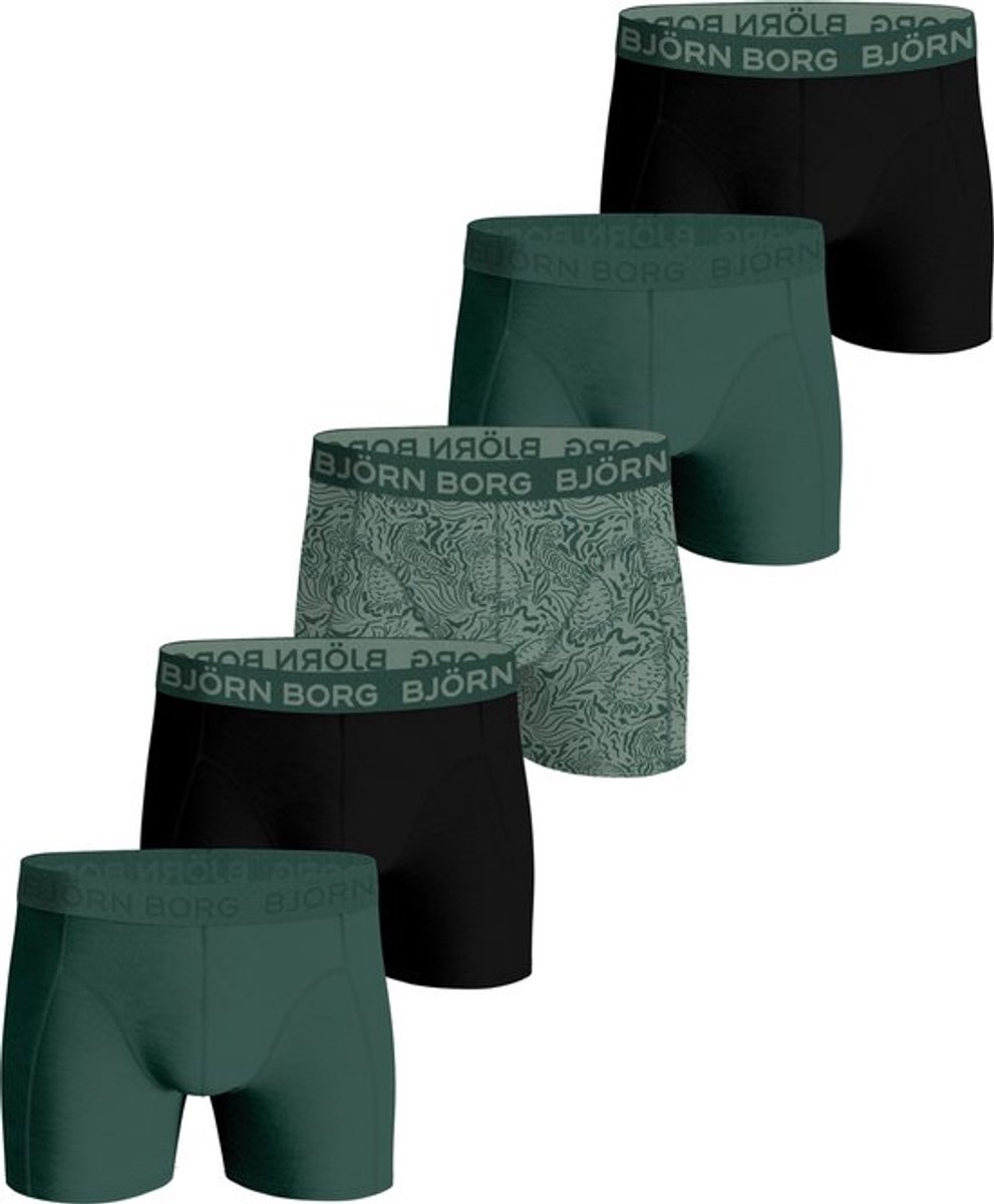 Björn Borg Cotton Stretch Boxershort Heren Groen - 5 stuks - Heren onderbroeken - Boxer - Maat XL