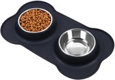 Inovra ® Praktische Voederbak Dubbelset voor Honden en Katten met Antislip Mat