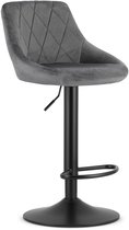 Bol.com Barkruk AREX - Velvet Grijs Mat Zwarte Basis Rugleuning Modern Design Hoogte Verstelbaar 360° Draaibaar Max. 120 kg aanbieding