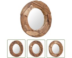 vidaXL Ronde Spiegel - 80 cm - Teakhout - Handgemaakt Tweedehands Meubelen - Vintage Spiegel - Houten Spiegel - Landelijke Spiegel - Teak Spiegel